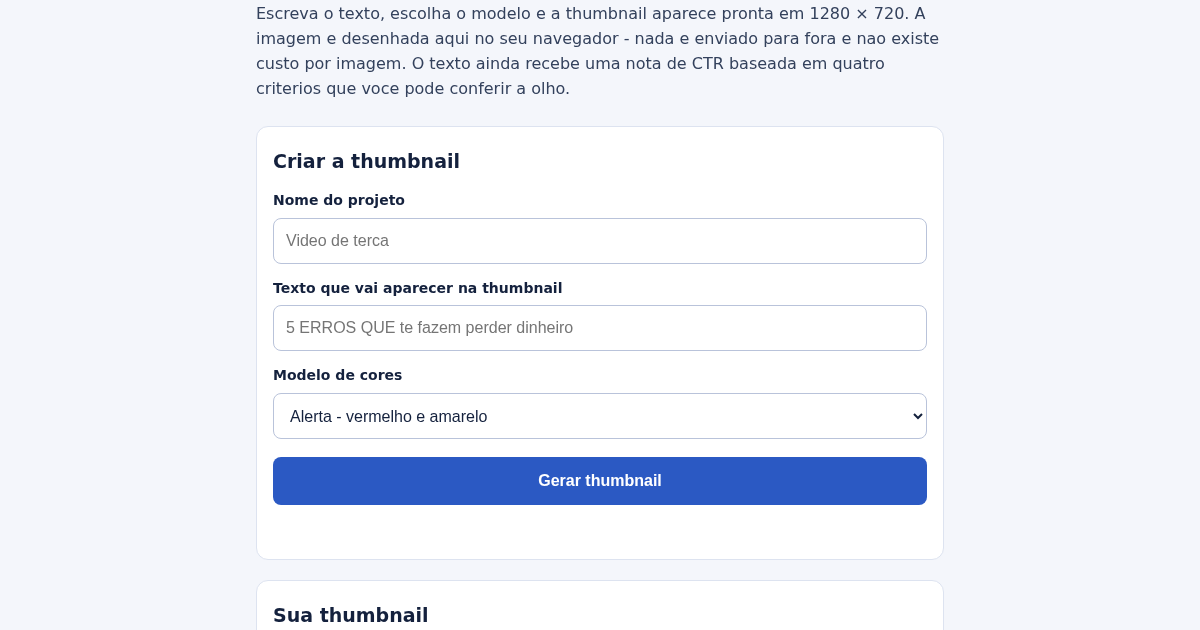 Gerador de Thumbnails para YouTube com Texto em PT-BR